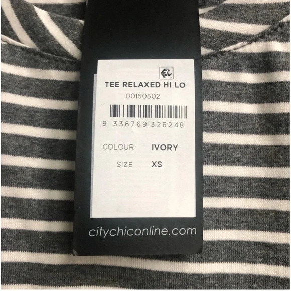 New CCX City Chic Relaxed High Low Striped print short sleeve shirt basic tee - Picture 8 of 13
